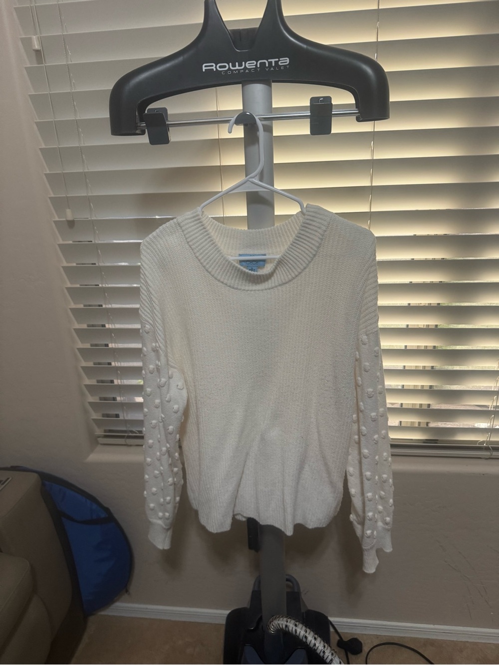 CeCe Women’s XL Ivory Bobble Sleeve Knit Sweater